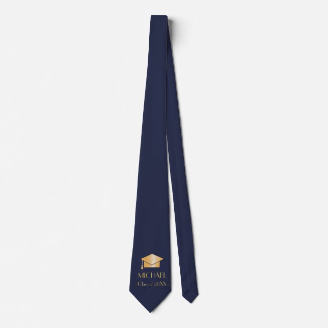 Graduation gold cap custom tie | editable color (Front)