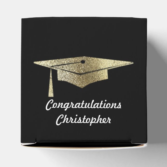 Graduation Gold Cap Grad Party Guest Favor Boxes (Top)
