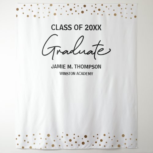 Graduation Gold confetti class year Custom Tapestry