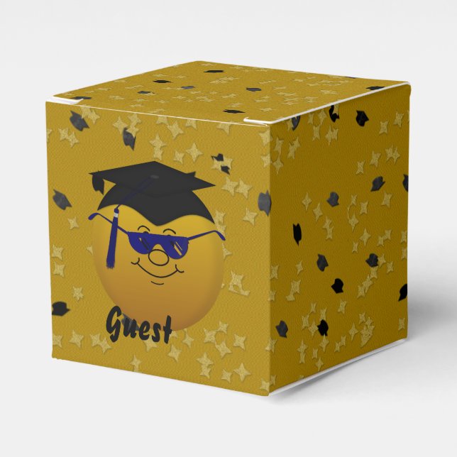 Graduation Gold Confetti-Sq Favor Box (Front Side)