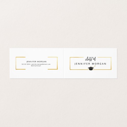Graduation Gold Elegant Folded Name Card