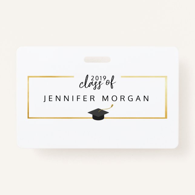Graduation Gold Faux Foil Elegant  Badge (Front)