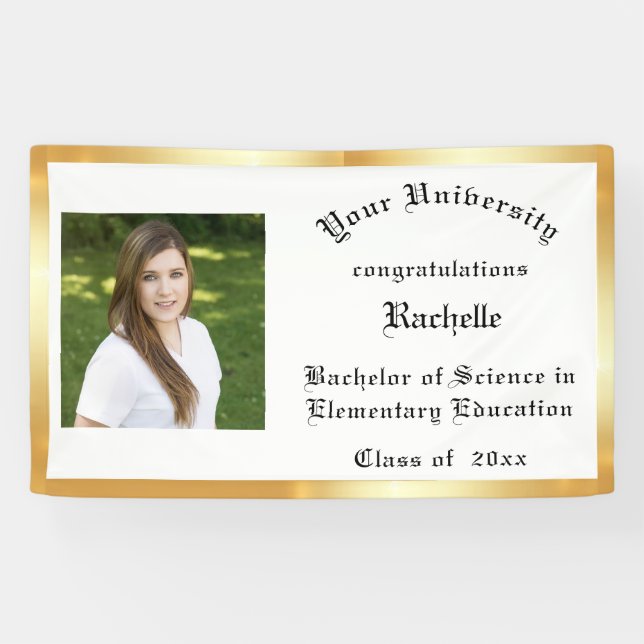 Graduation, Gold Foil, Custom Photo Banner (Horizontal)