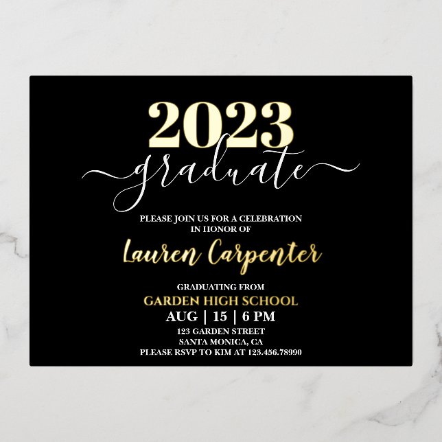 Graduation Gold foil invitation (Front)