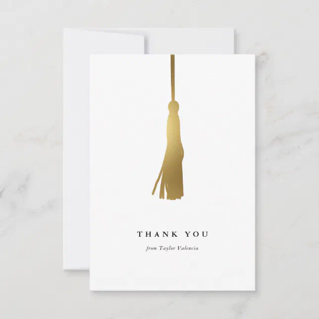 Graduation Gold Foil Tassel Custom Thank You Card | Zazzle