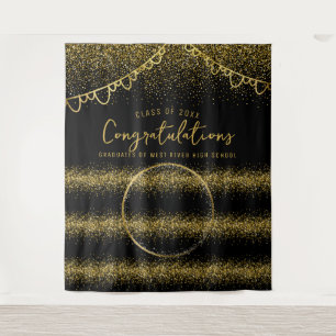 Graduation Gold Glitter Celebration Photo Backdrop