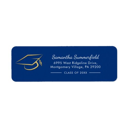 Graduation Gold Grad Cap Graduate Return Address Label
