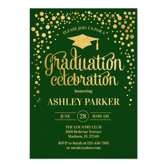 Graduation - Gold Green Invitation 