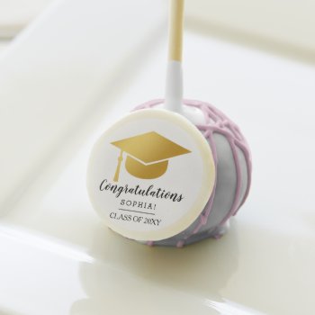 Graduation Gold Hat Custom Name Congratulations Cake Pops by pinkpinetree at Zazzle