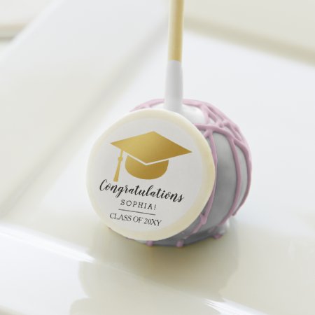 Graduation Gold Hat Custom Name Congratulations Cake Pops