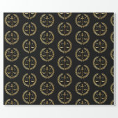 Graduation Gold Justice Scale Sword Laurel Wreath Wrapping Paper (Flat)