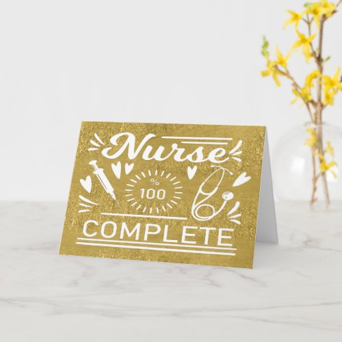 Graduation  Gold Modern Pink Grad Nurse Card