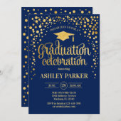 Graduation - Gold Navy Invitation (Front/Back)