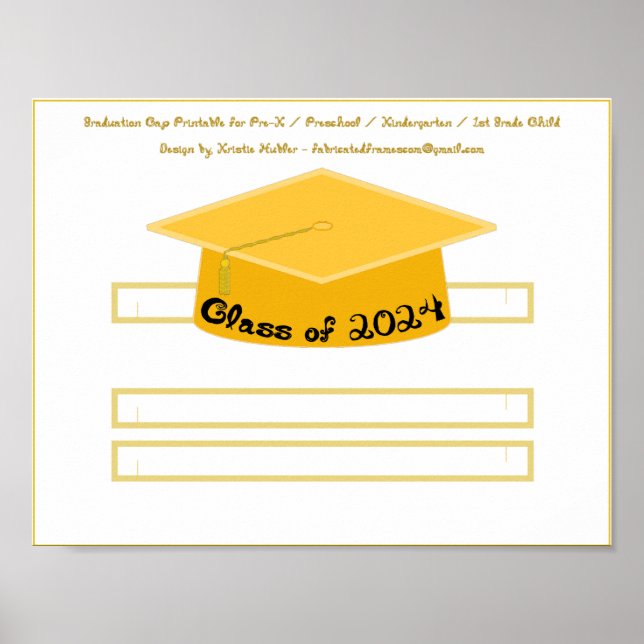 Graduation Gold Party Hat Class of 2024 Poster (Front)