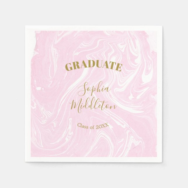 Graduation Gold Pink Modern Personal  Napkins (Front)