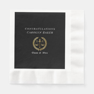 Graduation Gold Scales of Justice Laurel Wreath Napkins