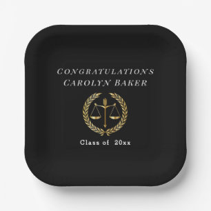 Graduation Gold Scales of Justice Laurel Wreath Paper Plates