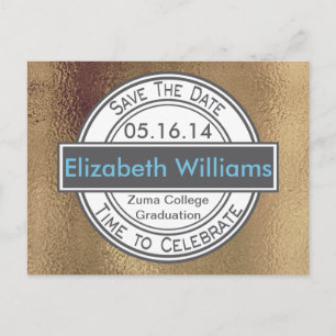 Graduation Gold Shimmer Save The Date Postcard