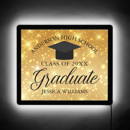 Graduation Gold Sparkle Chic Custom 2024 Party LED Sign