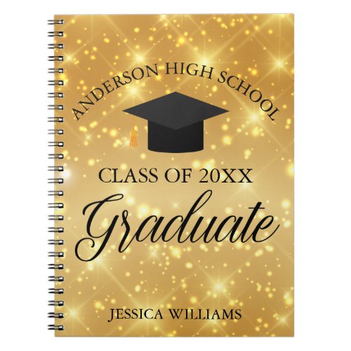 Graduation Gold Sparkle Elegant Personalized 2024 Notebook