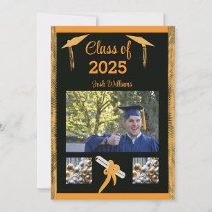 Graduation Gold Trim Flat Announcement Card