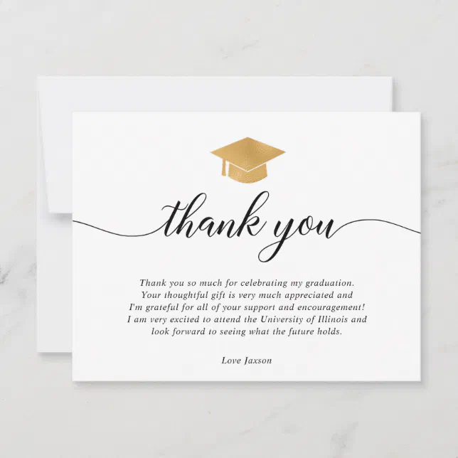 grad gift thank you card Joint Graduation With a sleek design Black and Gold Tassel Blank