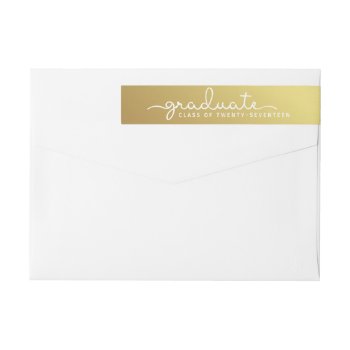 Graduation Gold | White Hand Lettered Script Wrap Wrap Around Label by HolidayInk at Zazzle