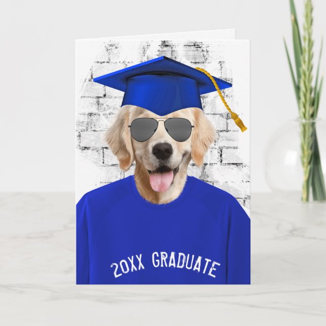 graduation golden retriever t-shirt card (Front)