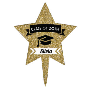 Graduation golden star cake topper