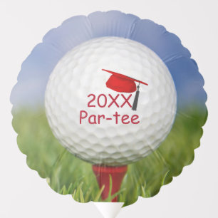 Graduation Golf Ball On Red Tee  Balloon
