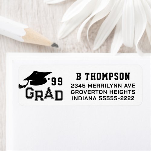 Graduation GRAD Cap Year Custom Return Address Label