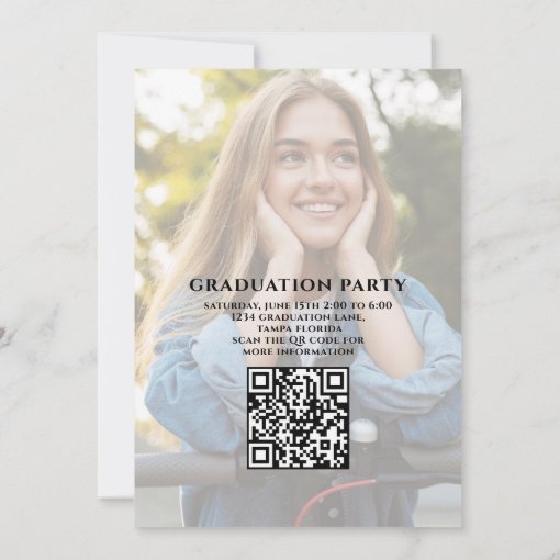 Graduation Grad Gold Calligraphy QR Code site Invitation Zazzle