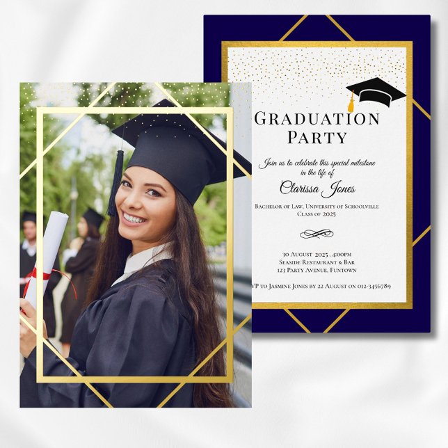 Graduation Grad Party Photo Invitation, Gold Foil Invitation (Creator Uploaded)