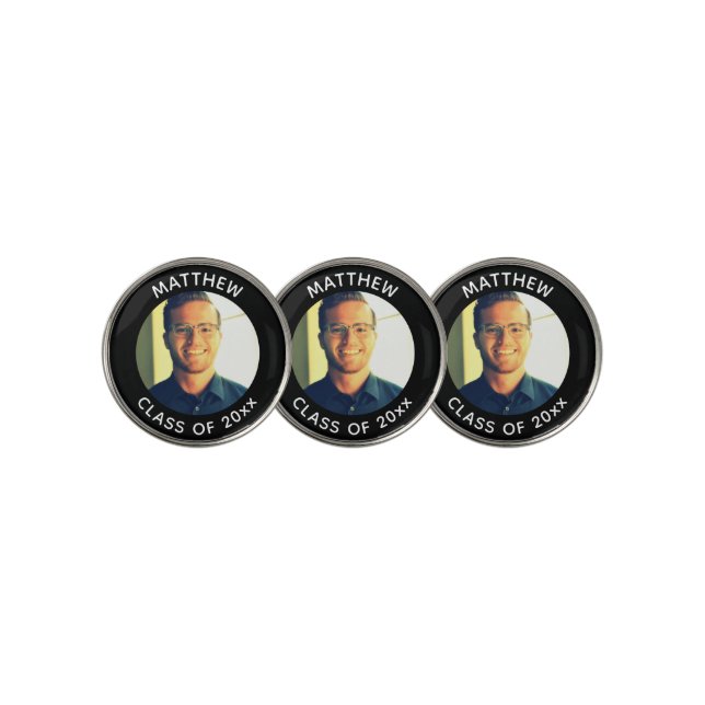 Graduation Graduate Golfer Photo Class Year Golf Ball Marker (3 Up)