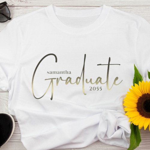Graduation Graduate Minimalist Calligraphy Custom T_Shirt