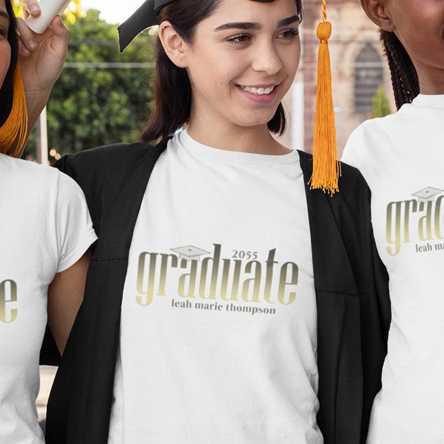 Graduation Graduate Minimalist Typography Custom T-Shirt (Creator Uploaded)