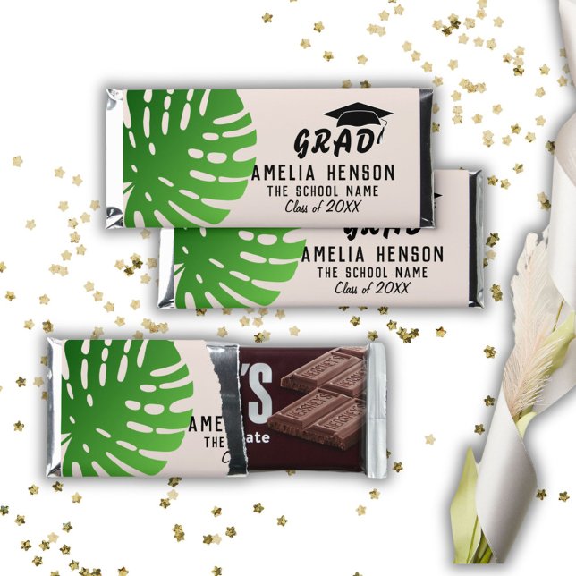 Graduation Graduate Monstera Tropical Leaf 2 Photo Hershey Bar Favors (Creator Uploaded)