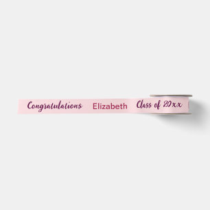 Graduation Graduate Name Pale & Dark Pink Script Satin Ribbon
