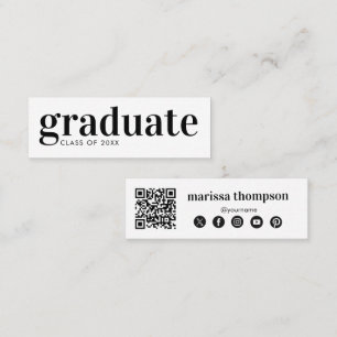 Graduation Graduate QR Code Social Media Mini Business Card
