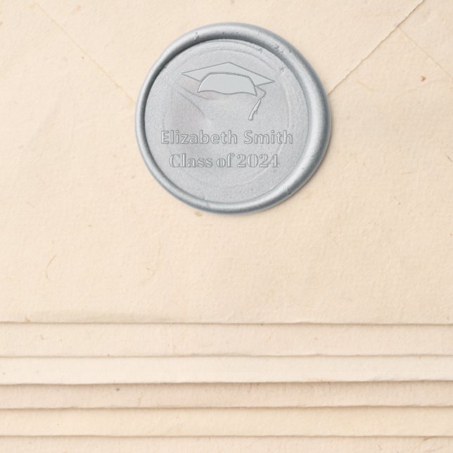 Graduation Graduate's Name Cap Class of 2024 Wax Seal Sticker (Front)