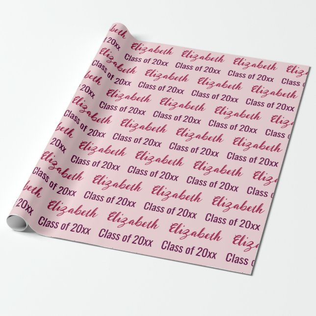 Graduation Graduate's Name Pale Pink Wrapping Paper (Unrolled)