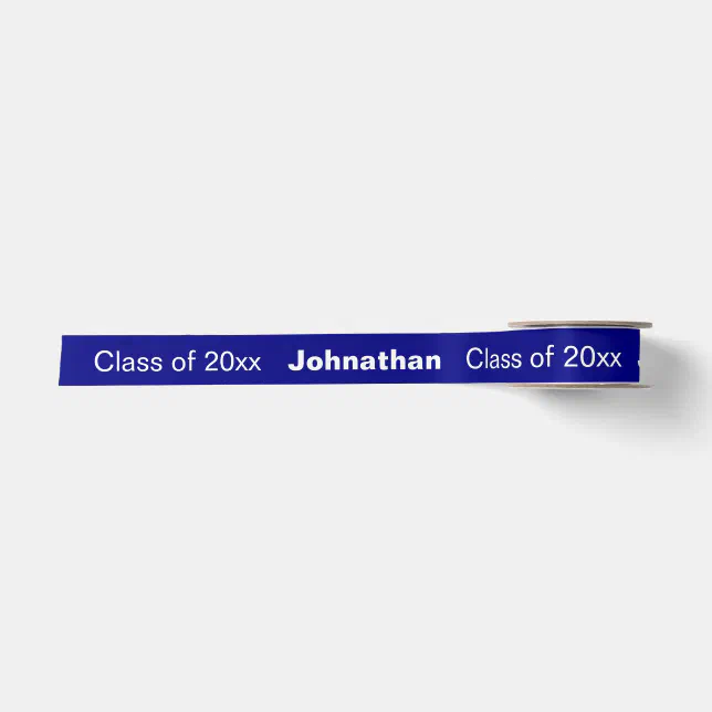 Graduation Graduate's Name Year Navy Blue White Satin Ribbon | Zazzle