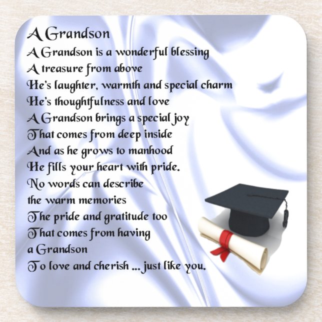 Graduation   Grandson Poem Beverage Coaster (Front)