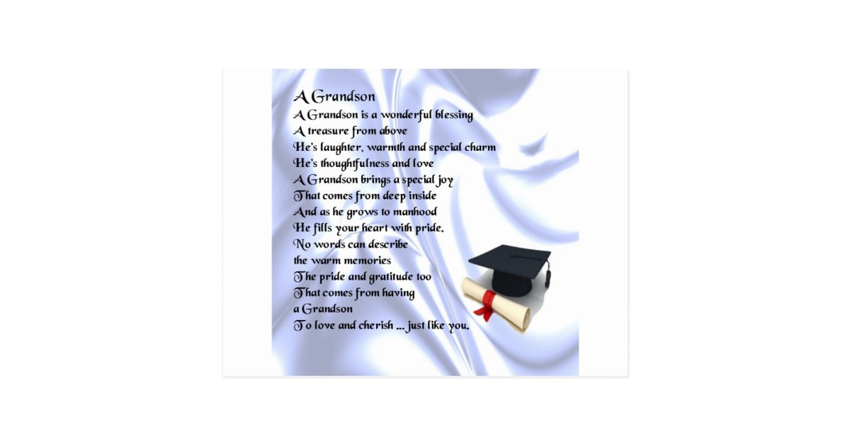 Graduation Grandson Poem Postcard | Zazzle.com