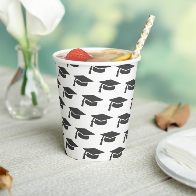 Graduation Gray Tassel Cap Paper Cups (Insitu)