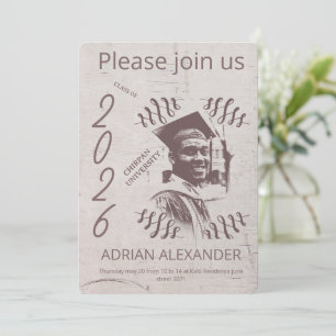 Graduation grayed backdrop custom photo invitation