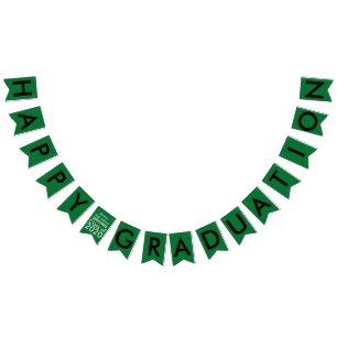Graduation Green Black School Bunting Banner