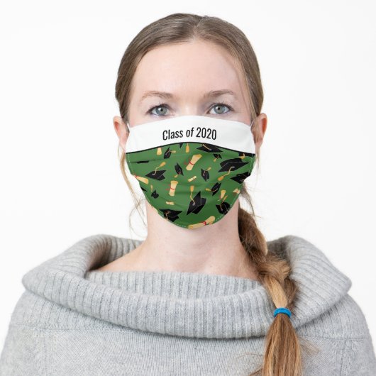 Graduation Green Diploma 2020 Adult Cloth Face Mask (Worn)