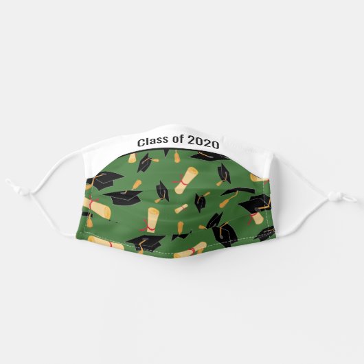 Graduation Green Diploma 2020 Adult Cloth Face Mask (Front, Unfolded)