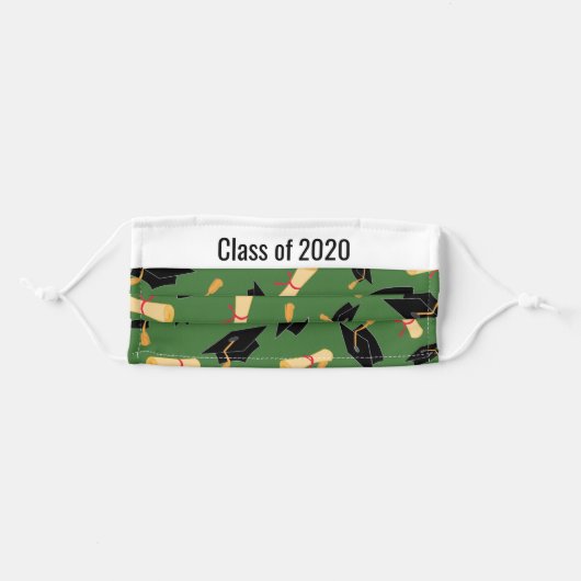 Graduation Green Diploma 2020 Adult Cloth Face Mask (Front, Folded)